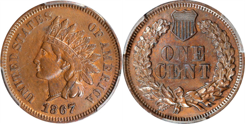 1867/67 Indian Cent. Snow-1, FS-301. Repunched Date. AU Details--Harshly Cleaned...
