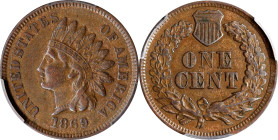1869 Indian Cent. EF-45 (PCGS). CAC.

PCGS# 2094. NGC ID: 227T.

Ex Joseph J. Haney Collection.

Estimate: $ 360