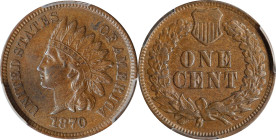 1870 Indian Cent. Bold N. FS-101. Doubled Die Obverse. EF-45 (PCGS). CAC.

PCGS# 37480. NGC ID: 227U.

Ex Joseph J. Haney Collection.

Estimate:...