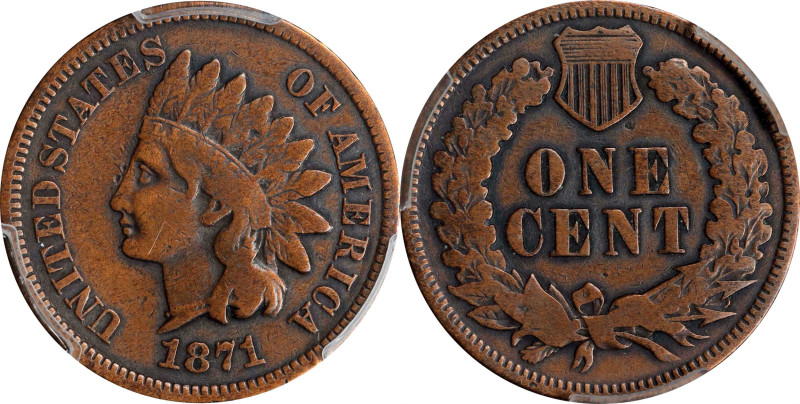 1871 Indian Cent. Bold N. Fine Details--Cleaned (PCGS).

PCGS# 2100. NGC ID: 2...