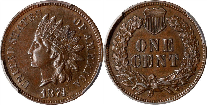 1874 Indian Cent. AU-58 (PCGS).

PCGS# 2118. NGC ID: 227Z.

Ex Joseph J. Han...