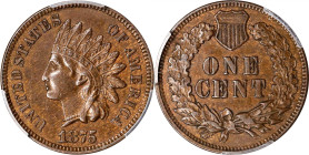1875 Indian Cent. Snow-1, FS-301. Repunched Date. AU-58 (PCGS). CAC.

PCGS# 408617.

Ex Joseph J. Haney Collection.

Estimate: $ 75