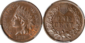 1877 Indian Cent. MS-63 BN (PCGS).

Boldly toned medium copper surfaces show evenly overall. Uniformly sharp in strike throughout both sides, with a...