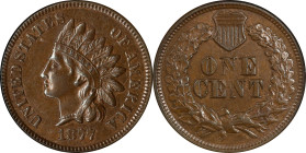 1877 Indian Cent. AU-58 BN (NGC).

PCGS# 2127. NGC ID: 2284.

Estimate: $ 3500