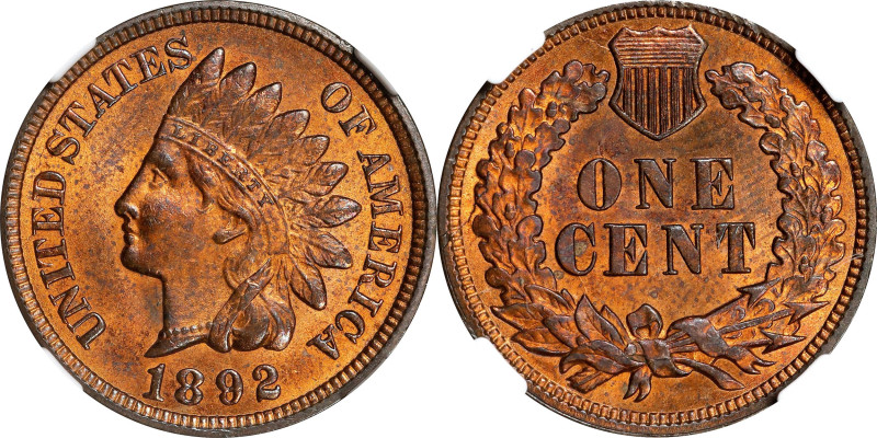 1892 Indian Cent. MS-63 RB (NGC).

PCGS# 2182. NGC ID: 228L.

Estimate: $ 15...