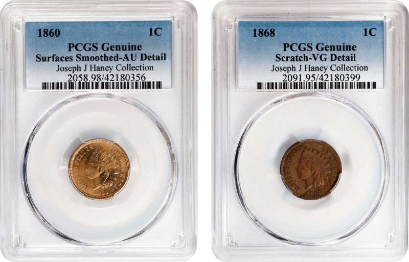 Lot of (2) 1860s Indian Cents. (PCGS).

Included are: 1860 Pointed Bust, AU De...