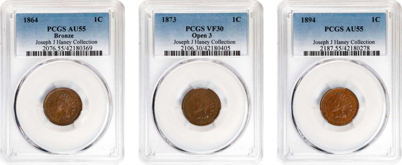 Lot of (3) 19th Century Indian Cents. (PCGS).

Included are: 1864 Bronze, AU-5...