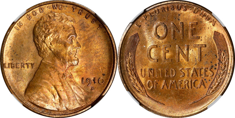 1910-S Lincoln Cent. MS-64 RB (NGC).

PCGS# 2439. NGC ID: 22B6.

Estimate: $...