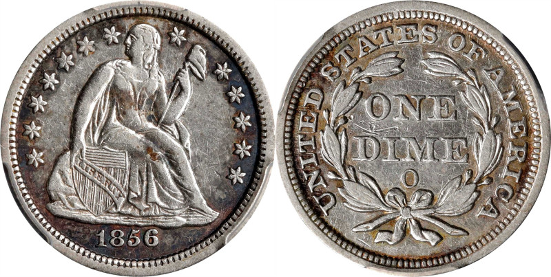 1856-O Liberty Seated Dime. Fortin-104. Repunched Date. EF Details--Scratch (PCG...