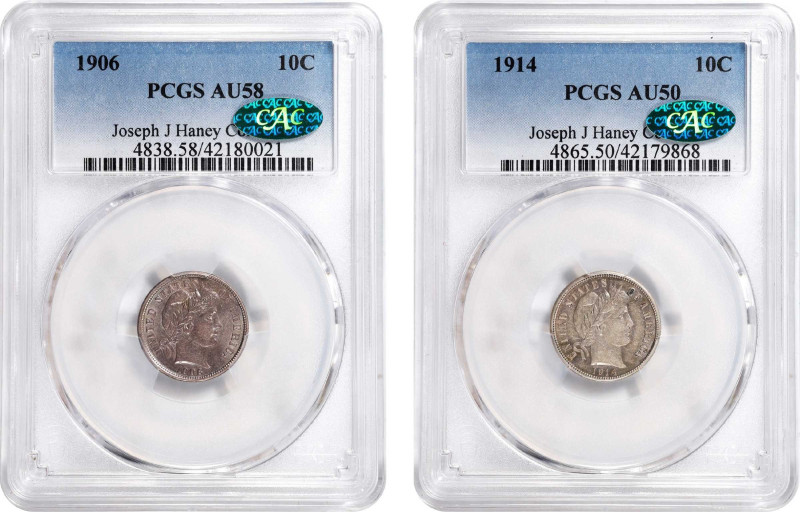 Lot of (2) 20th Century Philadelphia Mint Barber Dimes. (PCGS). CAC.

Included...