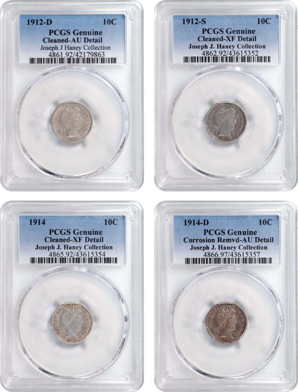 Lot of (4) 20th Century Barber Dimes. (PCGS).

Included are: 1912-D AU Details...