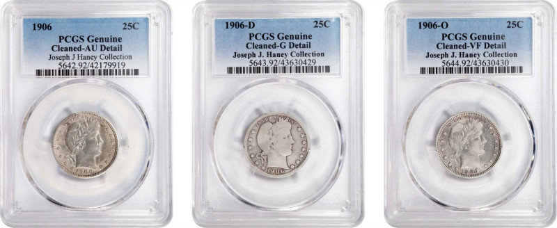 1906 Barber Quarter. PDO Set. Cleaned (PCGS).

All examples are individually g...