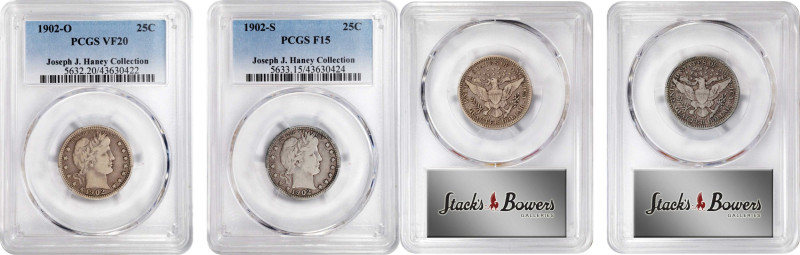 Lot of (2) Mintmarked 1902-Dated Barber Quarters. (PCGS).

Included are: 1902-...