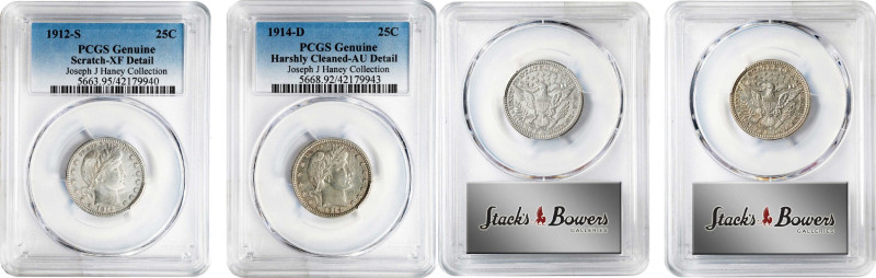 Lot of (2) Mintmarked 20th Century Barber Quarters. (PCGS).

Included are: 191...