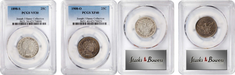 Lot of (2) Mintmarked Barber Quarters. (PCGS).

Included are: 1898-S VF-30; an...