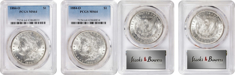 Lot of (2) 1884-O Morgan Silver Dollars. MS-64 (PCGS).

PCGS# 7154. NGC ID: 25...