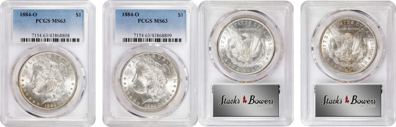 Lot of (2) 1884-O Morgan Silver Dollars. MS-63 (PCGS).

PCGS# 7154. NGC ID: 25...