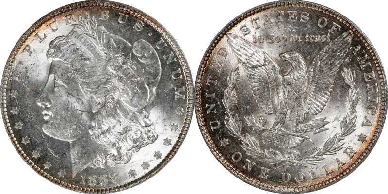 1888 Morgan Silver Dollar. VAM-4A. Hot 50 Variety. Doubled Die Reverse. MS-61 (A...