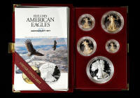 Complete 10th Anniversary Set of Proof 1995-W Silver and Gold Eagles. Deep Cameo Proof (Uncertified).

Housed in the original U.S. Mint packaging, w...