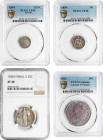 Lot of (4) Certified Silver Type Coins.

Included are: 1854 Liberty Seated half dime, Arrows, EF-40 (PCGS); 1859 Liberty Seated dime, VF-30 (PCGS); ...