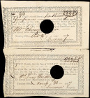 Lot of (2) Connecticut Loans. 1787. 6 Shillings, 4 Pence & 40 Shillings. Very Fine.

Both are hole cancelled. The 6 shillings and 4 pence note has t...