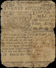 DE-52. Delaware. March 1, 1758. 20 Shillings. Very Good.

An issued example of this 20 Shillings type. Tape repaired, damaged.

From the Estate of...