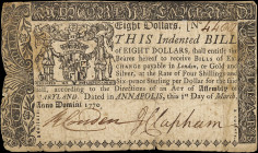 MD-59. Maryland. March 1, 1770. $8. Fine.

Staining, edge damage.

From the Estate of Graydon Lee Cook.

Estimate: $80 - 120