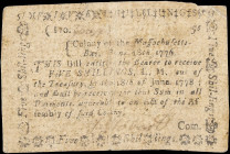 MA-204. Massachusetts. June 18, 1776. 5 Shillings. Fine.

Estimate: $100 - 200