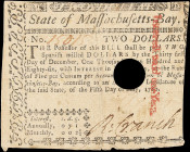 MA-279. Massachusetts. May 5, 1780. $2. Fine.

Hole cancelled.

Estimate: $100 - 150