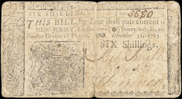 NJ-155. New Jersey. December 31, 1763. 6 Shillings. Fine.

A hard centerfolds has cause some separation at the margins.

Estimate: $80 - 120