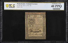 PA-167. Pennsylvania. October 1, 1773. 10 Shillings. PCGS Banknote Extremely Fine 40 PPQ.

No. 621.

From the Estate of Graydon Lee Cook.

Estim...