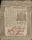 PA-208. Pennsylvania. April 25, 1776. 40 Shillings. Very Fine.

Black ink variety. Printed by Hall and Sellers.

From the Estate of Graydon Lee Co...