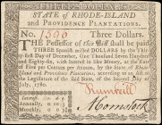 RI-284. Rhode Island. July 2, 1780. $3. Extremely Fine.

Strong signatures and good paper quality.

Estimate: $100 - 200