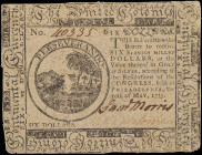 CC-6. Continental Currency. May 10, 1775. $6. Fine.

Pinholes, Stains.

From the Estate of Graydon Lee Cook.

Estimate: $100 - 150