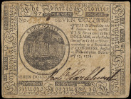 CC-29. Continental Currency. February 17, 1776. $7. Very Fine.

Ink spot.

From the Estate of Graydon Lee Cook.

Estimate: $150 - 200
