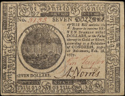 CC-60. Continental Currency. February 26, 1777. $7. Extremely Fine.

No. 3155. Signatures of Taylor and Norris. Printed by Hall and Sellers.

From...