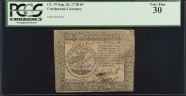 CC-79. Continental Currency. September 26, 1778. $5. PCGS Currency Very Fine 30.

No. 2843132.

From the Estate of Graydon Lee Cook.

Estimate: ...