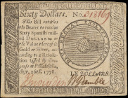 CC-86. Continental Currency. September 26, 1778. $60. Very Fine.

No. 318369. Printed by Hall and Sellers.

From the Estate of Graydon Lee Cook.
...