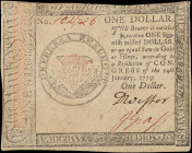 CC-87. Continental Currency. January 14, 1779. $1. Extremely Fine.

No. 102726. Printed by Hall and Sellers.

From the Estate of Graydon Lee Cook....