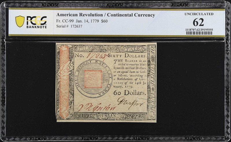 CC-99. Continental Currency. January 14, 1779. $60. PCGS Banknote Uncirculated 6...