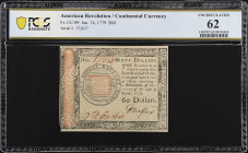CC-99. Continental Currency. January 14, 1779. $60. PCGS Banknote Uncirculated 62.

No. 172637. Printed by Hall and Sellers. Red and black ink. PCGS...