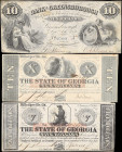 Lot of (3). Milledgeville & Greensborough, Georgia. State of Georgia & Bank of Greensborough. 1858-62 $5 & $10. Very Fine.

Staining and pinholes ar...