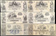 Lot of (6). New Orleans, Louisiana. Canal Bank and Canal & Banking Co. 18xx $5, $20 & $50. Extremely Fine to Uncirculated. Remainders.

Toning/stain...
