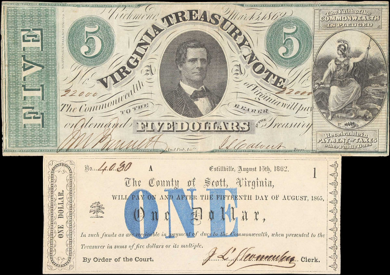 Lot of (2). Estillville & Richmond, Virginia. Virginia Treasury & County of Scot...