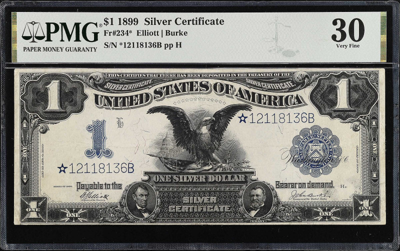 Fr. 234*. 1899 $1 Silver Certificate Star Note. PMG Very Fine 30.

Elliott - B...