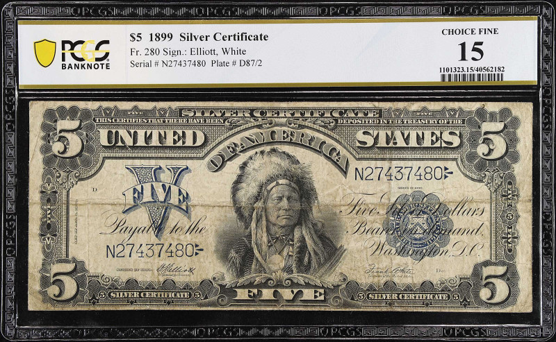 Fr. 280. 1899 $5 Silver Certificate. PCGS Banknote Choice Fine 15.

A comment ...