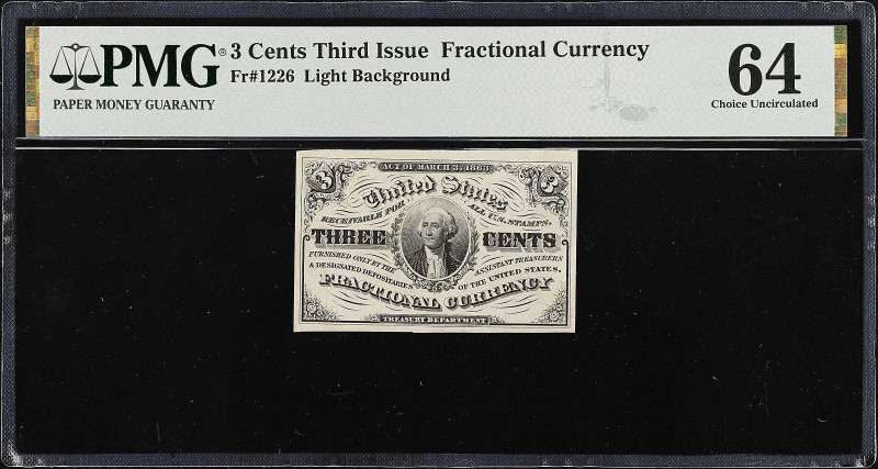 Fr. 1226. 3 Cents. Third Issue. PMG Choice Uncirculated 64.

Light background....