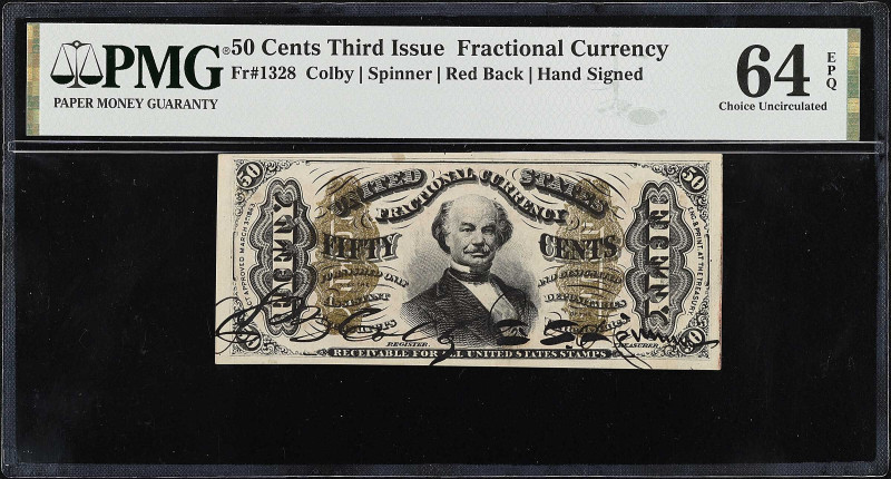 Fr. 1328. 50 Cents. Third Issue. PMG Choice Uncirculated 64 EPQ.

Hand signed....