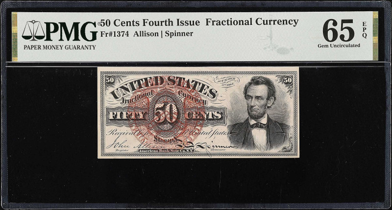 Fr. 1374. 50 Cents. Fourth Issue. PMG Gem Uncirculated 65 EPQ.

An always in d...