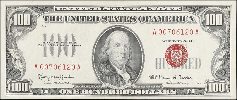 Fr. 1550. 1966 $100 Legal Tender Note. Very Fine.

Estimate: $150 - 200